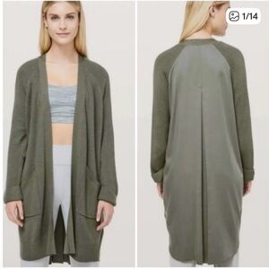 Lululemon Cashmere blend Still at Ease Wrap Green sweater shawl